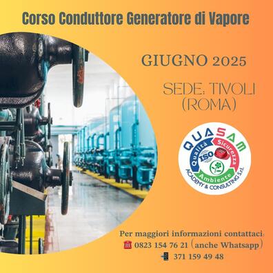 Corso Conduttore generatori di vapore a ROMA (1° - 2° - 3° - 4 ° grado) cover